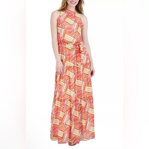 Julia Jordan Women's Printed Mock-Neck Tier Maxi Dress Size 2 NWOT